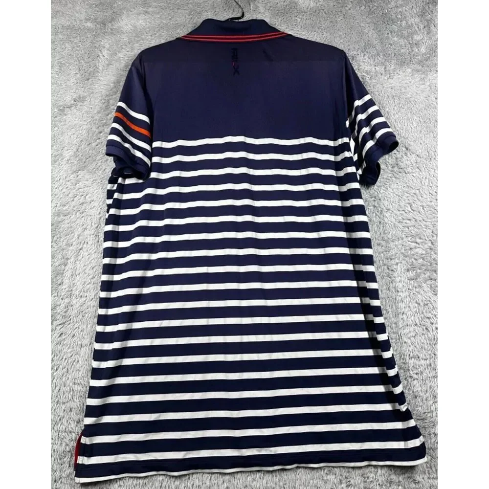 RLX Ralph Lauren Polo Shirt Mens‎ Blue White Striped Performance Stretch